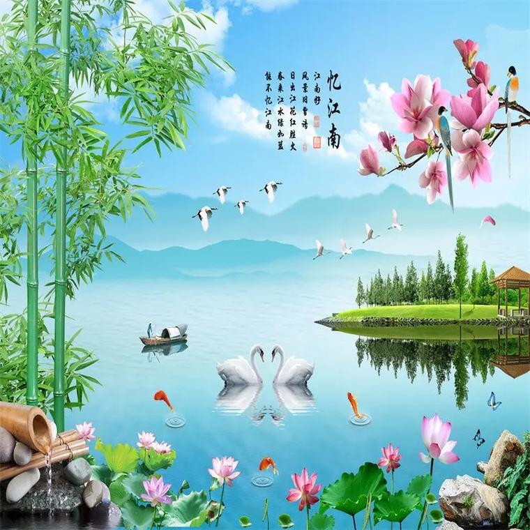 装修墙面图片山水图-墙壁上面画山水画用什么颜料？