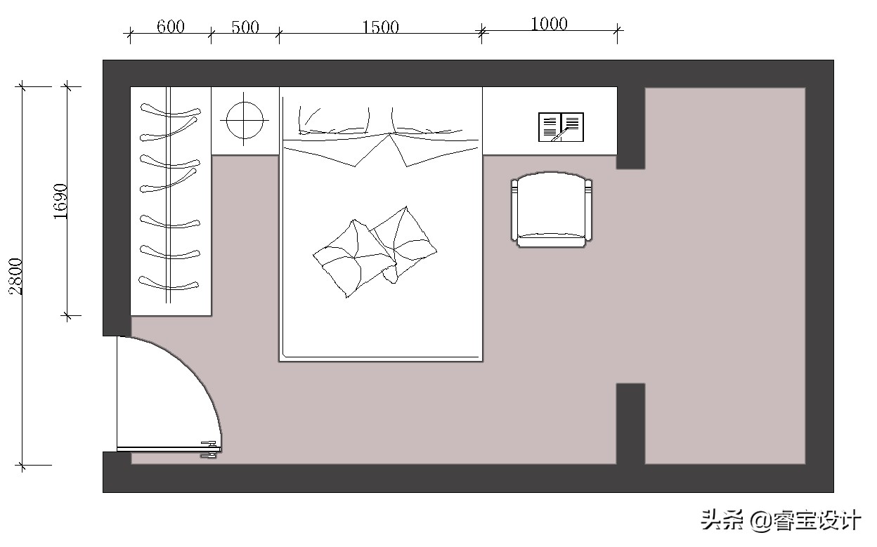 家装设计图效果图卧室怎么画-两个卧室中间是卫生间装修效果？