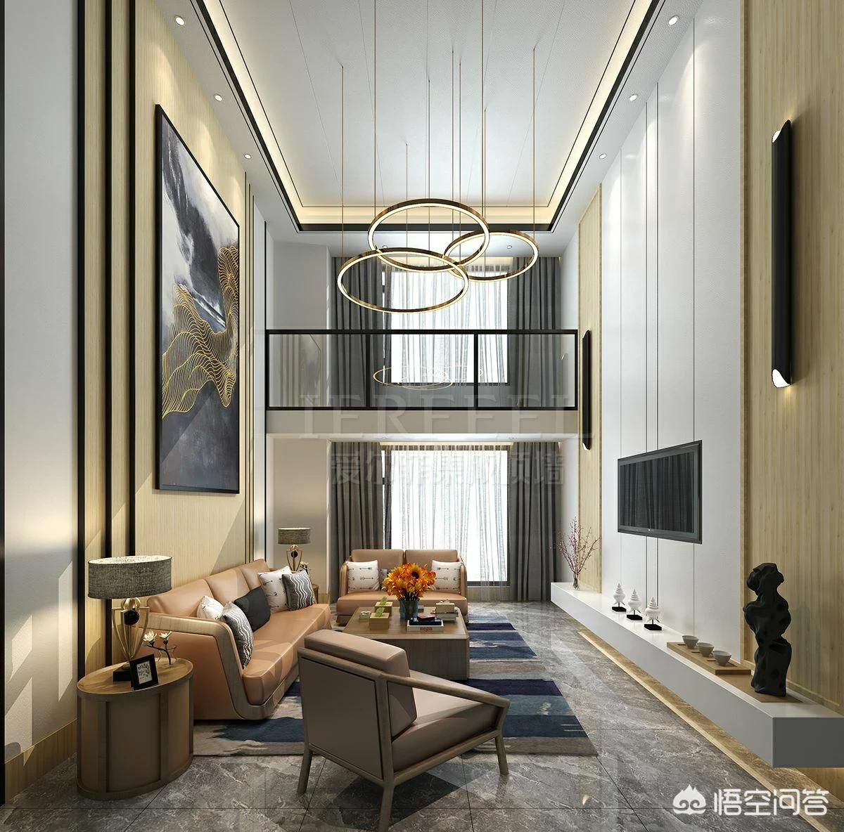 大宅装修效果图-农村的两层小别墅怎么装修好？客厅全屋贴瓷砖，电视背景墙该怎么设计？